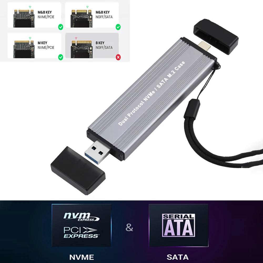 NVMe SSD ̽ M2 , NVME ܺ Ŭ, M, M + B Ű, USB 3.1 TYPE-A, C Ÿ, 10Gbps , 2230 2242 2280 M.2 SSD ڽ